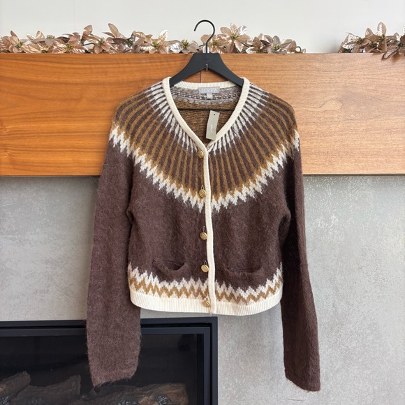 NWT J. Crew Fair Isle cardigan sweater in brushed yarn, Size L - Picture 6 of 16